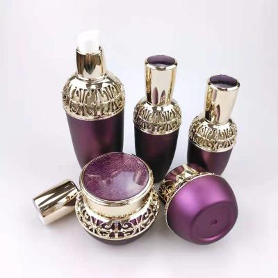 China Fashion Cosmetic Design Purple Mist 30/50/100ml Sprayer Pump/Dropper Bottles Cream Jars 30g/50g Sets for sale