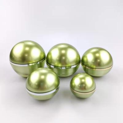 China Luxury Green Double Wall Cosmetic Containers Ball Shape 5g15g30g50g80g Spherical Acrylic Cream Jar for sale