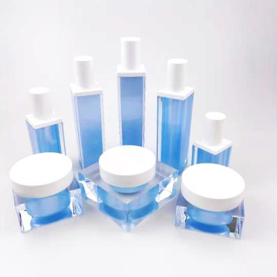 China Cosmetic Packaging 15ml30ml50ml Serum Lotion Empty Acrylic Plastic Airless Pump Bottle Cream Jars Sets for sale