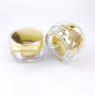 China New Cosmetic Mold Empty Plastic Skin Care Jar Gold 50g Acrylic Cream Jar Luxury Square Double Wall In Stock for sale