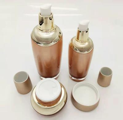 China New Design Cosmetic Acrylic Plastic Skin Care Packaging 30g Cream Jars And 30/100ml Empty Bottles In Stock for sale