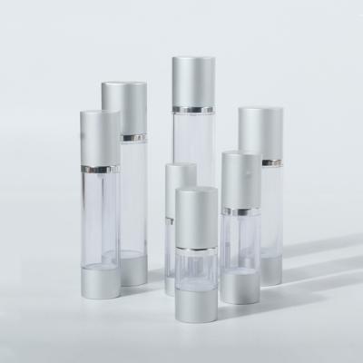 China Cosmetic Good Quality Cylinder Shape Transparent Airless Serum Pump Bottle Sets Vacuum Container For Skin Care for sale