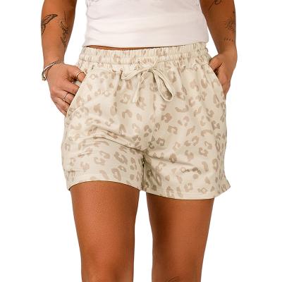 China 2022 Anti-wrinkle fashion waist leopard drawstring top shorts women's short pants summer for sale