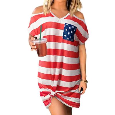 China 2022 New Fashion Breathable Women's Short Sleeve T-shirt Dress Ladies American Flag Dresses for sale