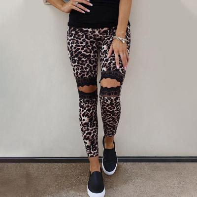 China 2022 New Arrival Fashion Anti-wrinkle Streetwear Colorful Lace Up Slim Knit Leopard Legging Women Printed Pants for sale