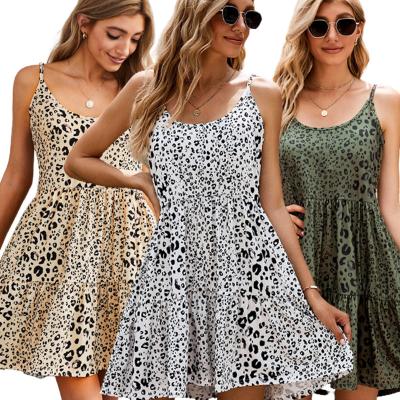 China Anti-static leopard print fashion soft summer tending dress summer sleeveless elegant dresses 2022 for sale