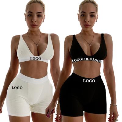 China Breathable Custom Logo Women Activewear Yoga Sport Bra And Shorts Gaiters Sets Gym Clothes Workout Apparel for sale