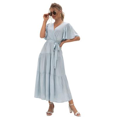 China New Arrivals Breathable V-Neck Maxi Dresses Elegant Women Sexy Long Summer Dresses Women for sale