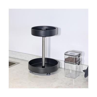 China 2022 Hot Selling Countertop Stocked Rotating Black Round Seasoning Kitchen Shelf Organizer for sale