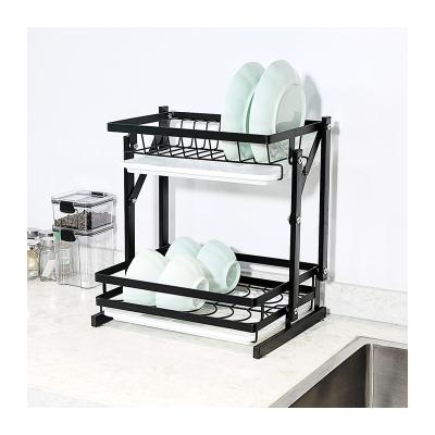 China Stored Hot Kitchen Dishware Provides Storage Rack For Putting Dishes Double Drainage Shelf for sale