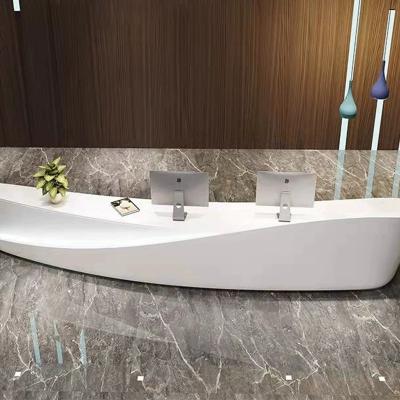 China Modern EUROPEAN Design Hotel Reception Front Desk Wooden Counter Stone Reception Whiteboard Hotel Recetion Front Desk For Sale Darkness for sale