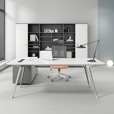 China Modern White Wood Building High Tech Office Modern L-Shaped Executive Office Desk Design Computer Table Executive Table Office European CEO Boss for sale