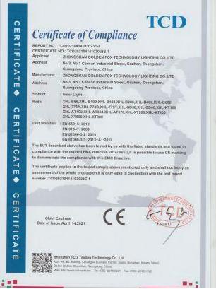 CE - Zhongshan Golden Fox Technology Lighting Co., Ltd.