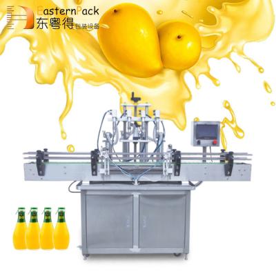 China Automatic 500ml 1L Food Shape Filling Seal Weighing Soap Water Oil Honey Glass Bottle 4 Heads Piston Liquid Filling Machine for sale