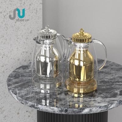 China New Design Clear Body Liner Arabic Coffee Pot Vacuum PORTABLE Gold Glass Jug for sale