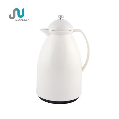 China High Quality PORTABLE Inner Glass Coffee Pot Carafe Dispensers White Coating 1.0L White Color Spray Thermos for sale