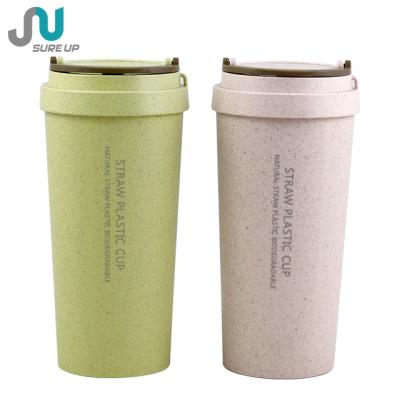 China Sustainable Material Wheat Straw Water Bottle Plastic Cup Customized Cups for sale