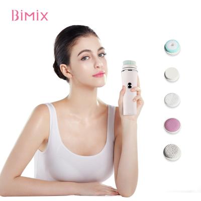 China DEEP CLEANING Bimix 5 in 1 Electric Skin Remover Brush Wash Face Facial Cleansing Detergent Sweep Best Electric Face Brush for sale