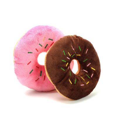 China Viable High Quality Plush Stuffed Squeaky Dog Toy Donut for sale