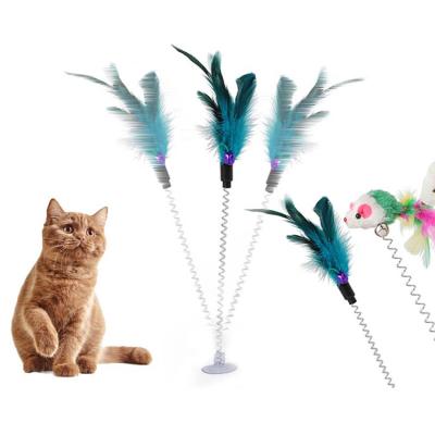 China Viable High Quality Interactive Bungee Spring Sucker Stand Up Puzzle Cat Toy With Bell for sale