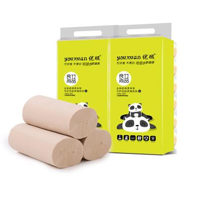 China Soft Comfortable Toilet Paper Wholesale Puree Natural Color Roll Paper Household Toilet Paper for sale