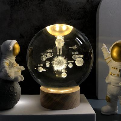 China Universe Gifts Indoor Lighting Decor Crystal Ball Nebula Glass Craft Modern Figurines Projectors Bedroom Night led Lamp for Kids for sale