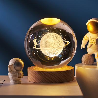 China Universe Gift Ball 3D Crystal Night Light usb Charging Kids Moon Lamps 3D Lamp Universe Globe Crafts Home Desktop Decor Cosmic Model for sale