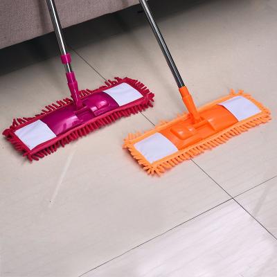 China Sustainable Microfiber Pads Flexible Handle Chenille Flat Mop Household Wet Dry Cleaning Head Floor Home Dust Clean Tool for sale