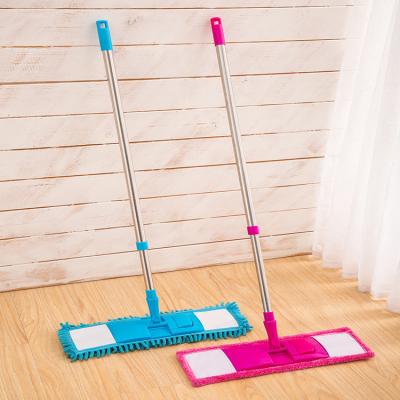 China Sustainable Cleaning Mop Head Floor Home Dust Clean Tool Household Wet Dry Microfiber Pads Flexible Handle Chenille Flat for sale