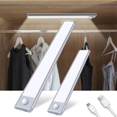 China Luxury USB Rechargeable Led Strip Light Wardrobe LED Under Cabinet 30CM PIR Motion Sensor Wall Closet Lamp For Bathroom for sale