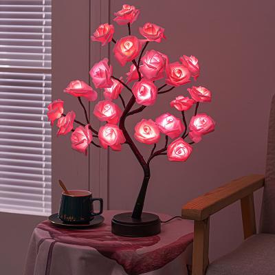 China Modern Rose Lamp Mother Day Decorations, Gifts for Mom Women Rose Tree Lamp, 48 LED Tabletop Rose Lamp Tree Pink Lights for Valentine for sale