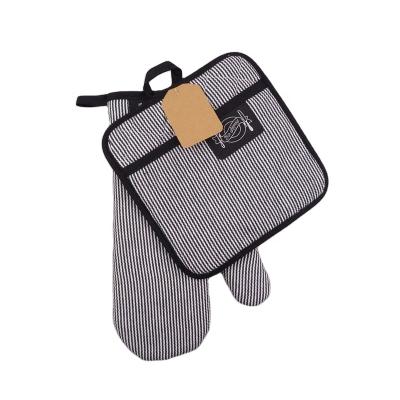 China High Quality Heat Resistant Neoprene Oven Mitten Kitchen Microwave Oven Glove Set AZO Free Pot Holder With Yarn-dyed Pot Holder Customized for sale