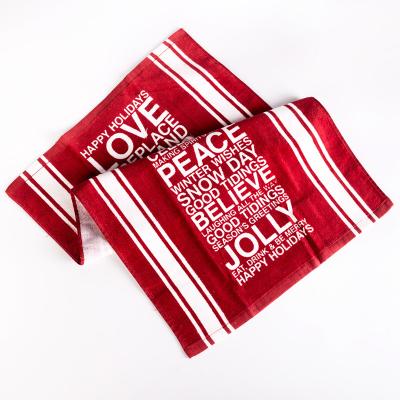 China Christmas Design Viable Red Terry Cotton Fabric Pigment Printed Kitchen Towel for sale