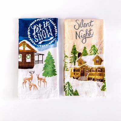 China Hot Selling High Quality QUICK DRY Christmas Kitchen Velvet Tea Towel For Christmas for sale