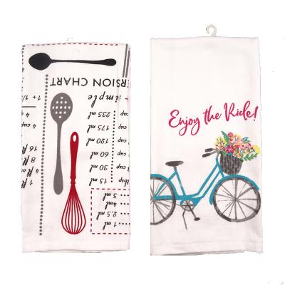 China 100% Cotton Printing Fouta Sustainable Kitchen Towel Front Terry Back Tea Towel Flat For Household for sale