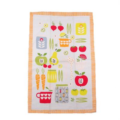 China Sustainable Simple Cotton Twill Tea Towel With Dye Printing For Kitchen Cleaning for sale