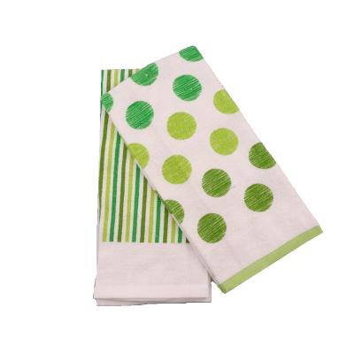 China High Quality Sustainable Printed Cotton Kitchen Towel With Border For Cleaning Tea Towels for sale