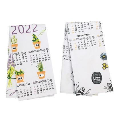 China 2021 TWILL Cotton Fabric Printing Kitchen Calendar Towel for sale