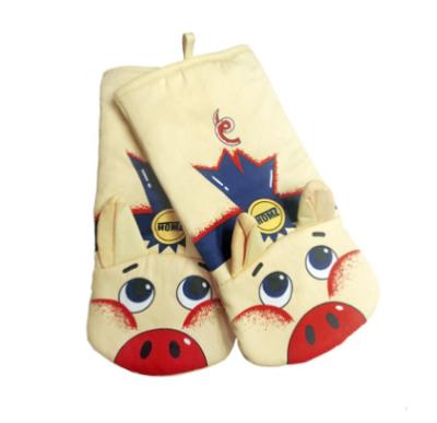 China Wholesale Printed Heat Resistant Oven Mitts Sale BBQ Cotton Warm Cotton Gloves Kitchen for sale