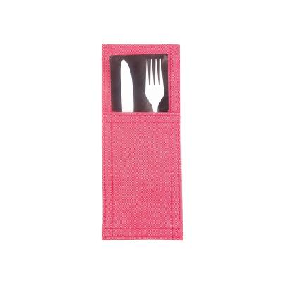 China Rectangular Denim Polyester Cotton Cutlery Bag Viable For Cutlery Set for sale