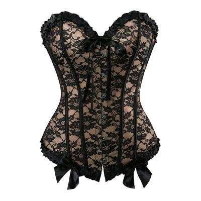 China Elegant Red Antibacterial Corsets And Women Antibacterial Lingerie Wonder Bustiers Weeding Sexy Western Tube Bustier Lace Up Lady Ruffle Western Shaper Corsets for sale