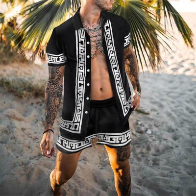 China Big Sale QUICK DRY QUICK DRY Summer Beach Running Cheap Mens Clothes Clear Printed Shorts Two Pieces Sets Discount Mens Designer Shorts And Shirt Sets for sale