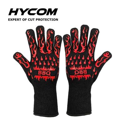 China Hot Sale CLASSIC BBQ EN407 Flame Retardant Heat Resistant Gloves For Steel Industry for sale