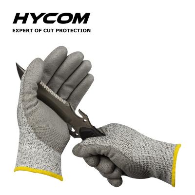 China Cut Resistant Glove 13g Safety Cut Resistant Work Gloves PU Coated For Hycom S2L-PU Workers for sale