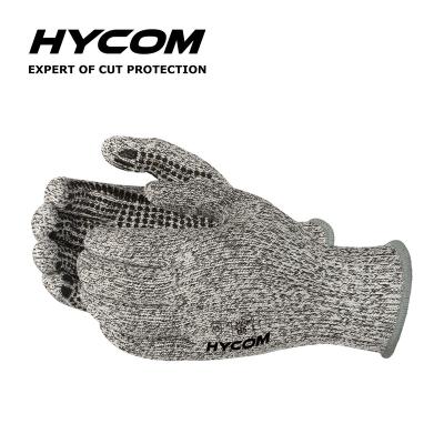 China H5-1 Heart Transfer Printing Logo Anti-Cut Level 5 Wear Resistant Knitted HPPE Gloves With Comfortable Use Feeling for sale