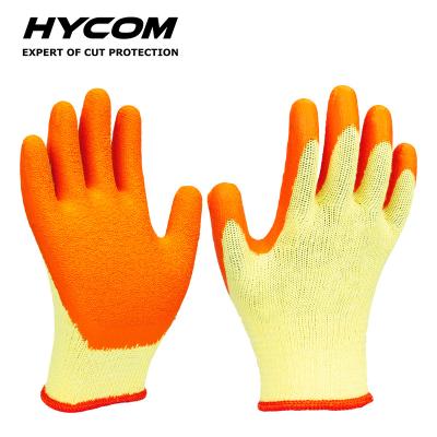 China General Purpose Glove Latex Coated Yellow Cotton Knitted Anti Slip Gloves For Glass Industry for sale