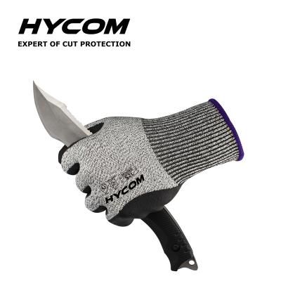 China Heavy Duty Glove Customized Logo Hppe Cut Fiber Cut Proof Gloves With Nitrile Coating for sale