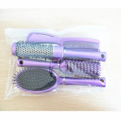 China Compact 5pcs Hair Brush Comb Mirror Set Packed in PVC Bag for sale