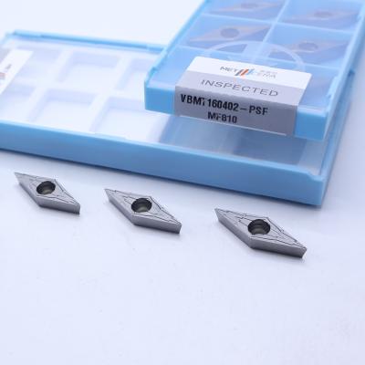 China Silver VBMT160402 MF810 Indexable Rhombic Shape Uncoated Carbide Cutting Insert Hardness HRA91.8 Finish for sale