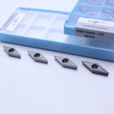 China VBMT160404 MF810 Rhombic Shape Uncoated Carbide Turning Insert with Silver Coating for sale